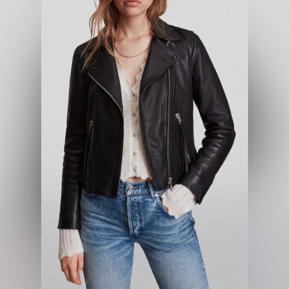 All Saints Dalby Black Leather Jacket